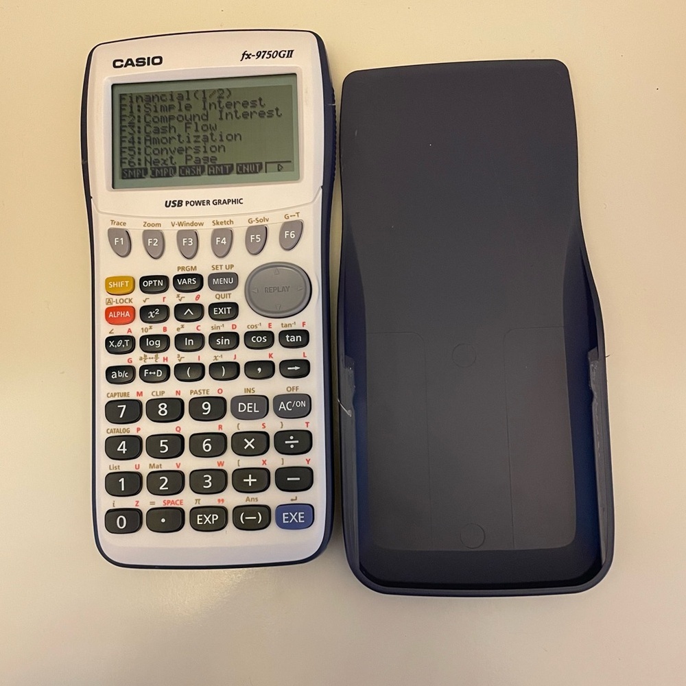 CASIO fx-9750GII Graphing Calculator White Includes Cover TESTED